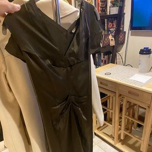 Gorgeous brown silk unique dress designer